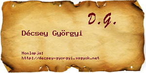 Décsey Györgyi névjegykártya